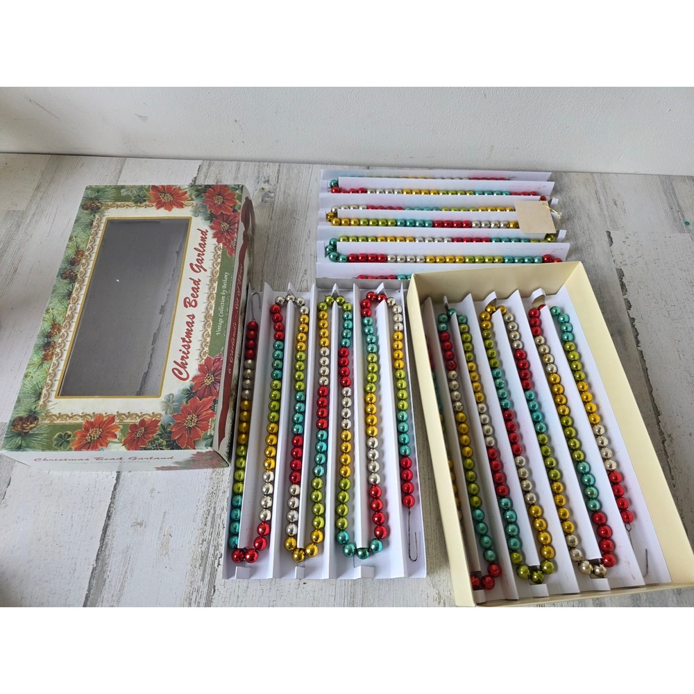 Bethany Lowe bead Garland set 3 rainbow red‎ green yellow Xmas tree